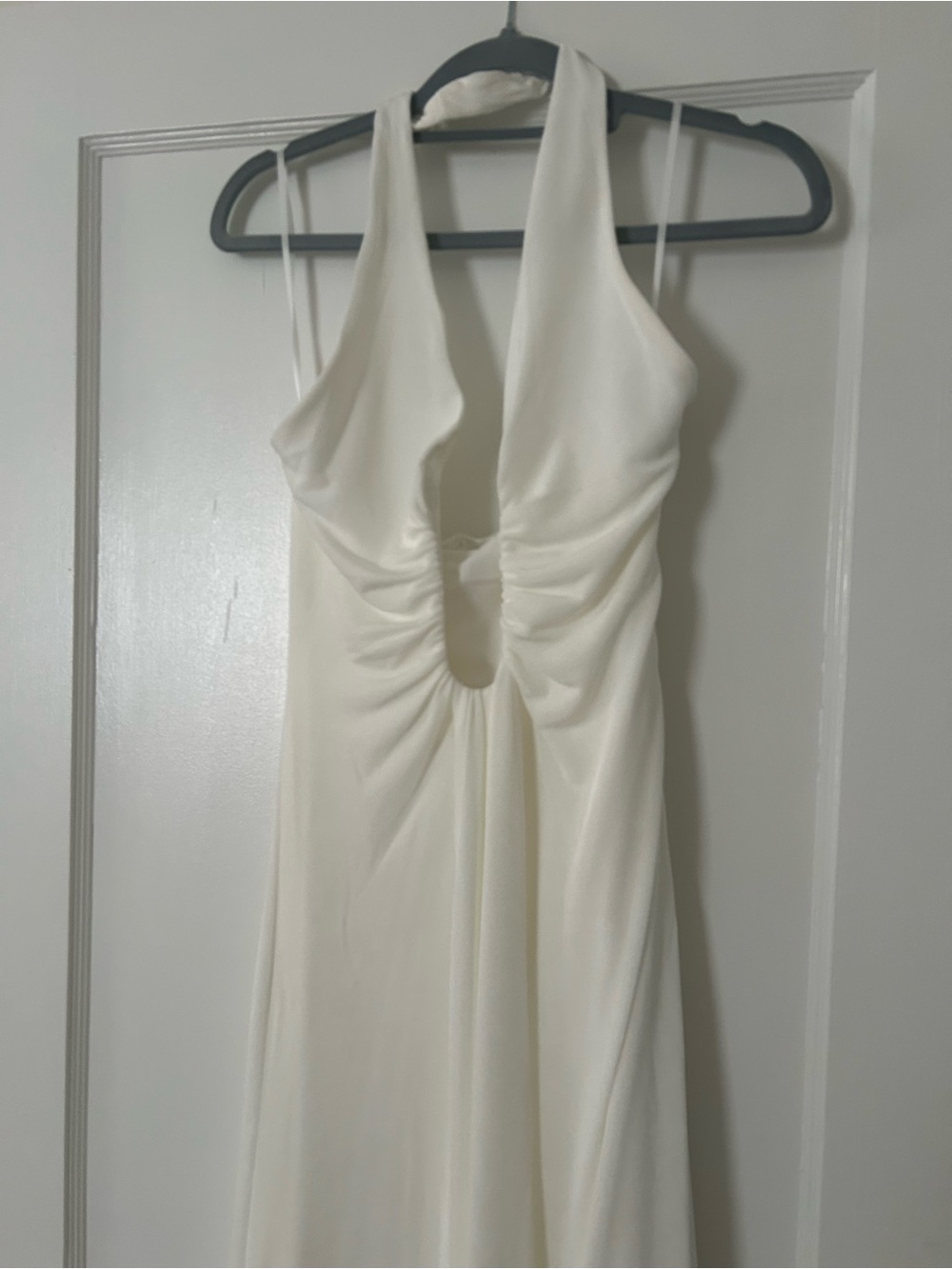 12th Trive Cream Halter Maxi Dress with Plunge Neckline - Picture 2 of 5